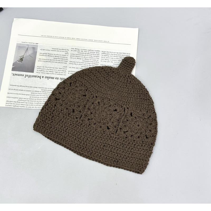 

25 Early autumn new hand-crocheted cotton versatile bottle hat simple wool hat fashionable retro hat темно-серого
