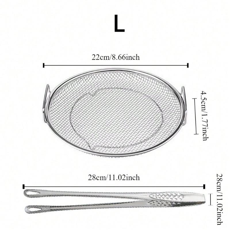 Stainless Steel Mesh Filter Frying Cooking Tools with Grill Tongs Oil Drain Filter French Fries Fried Chicken Kitchen Essentials