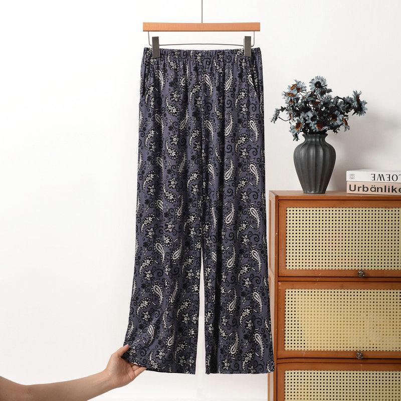 

Plus Size XL to 6XL Women Modal Sleep Pants All Over Paisley Print Slim Fit Casual Lounge Bottoms Wearable Outside Base Layer Trousers XL серый