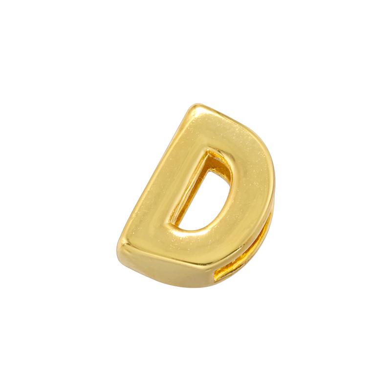 Gold Plated Brass Eco-Friendly Plating A-Z Initial Letter Beads, Cute DIY Jewelry Making Accessories Beads:VZ442