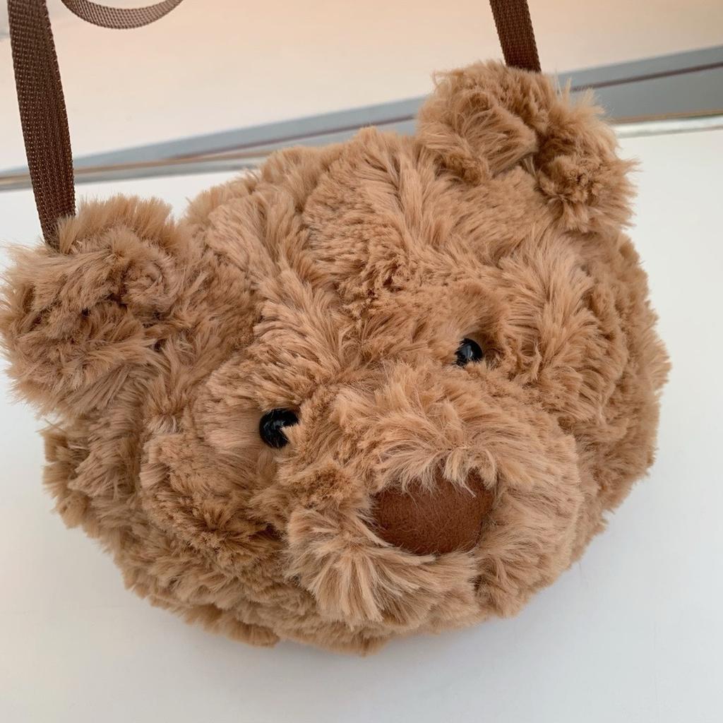 New Jellycat Cute Barcelona Bear Head Plush Bag Teddy Bear Crossbody Bag Single Shoulder New Product Gift For Girlfriend Girls