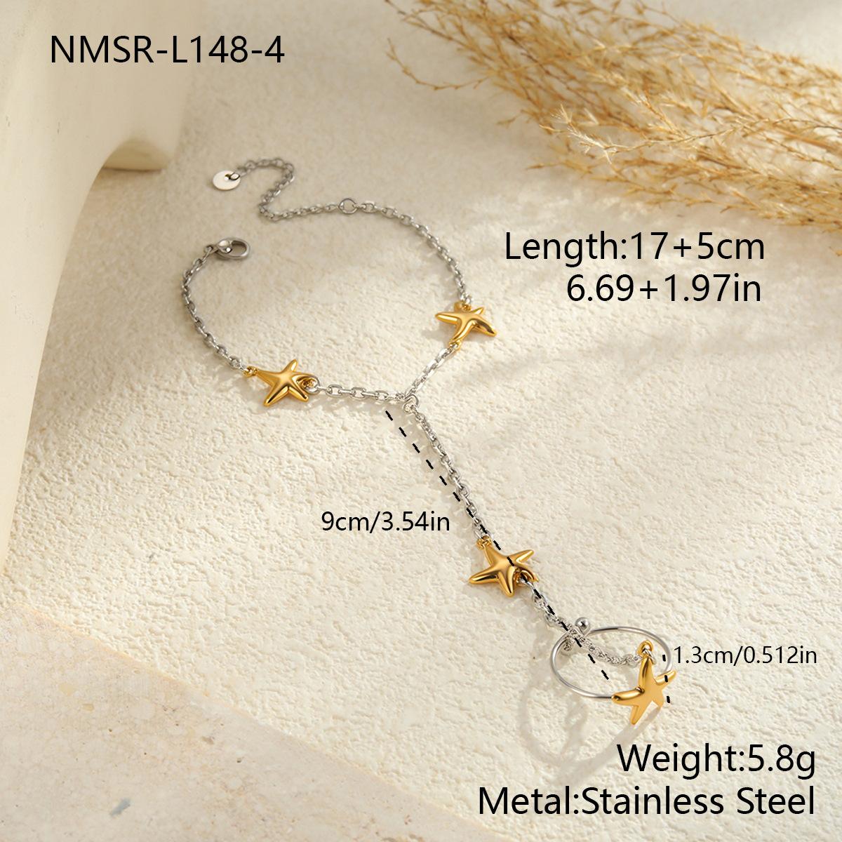 GEMCHIC Women s 18K Gold Plated Stainless Steel Starfish Link Bracelet Fashion Geometric Design for Daily Life Wedding Party