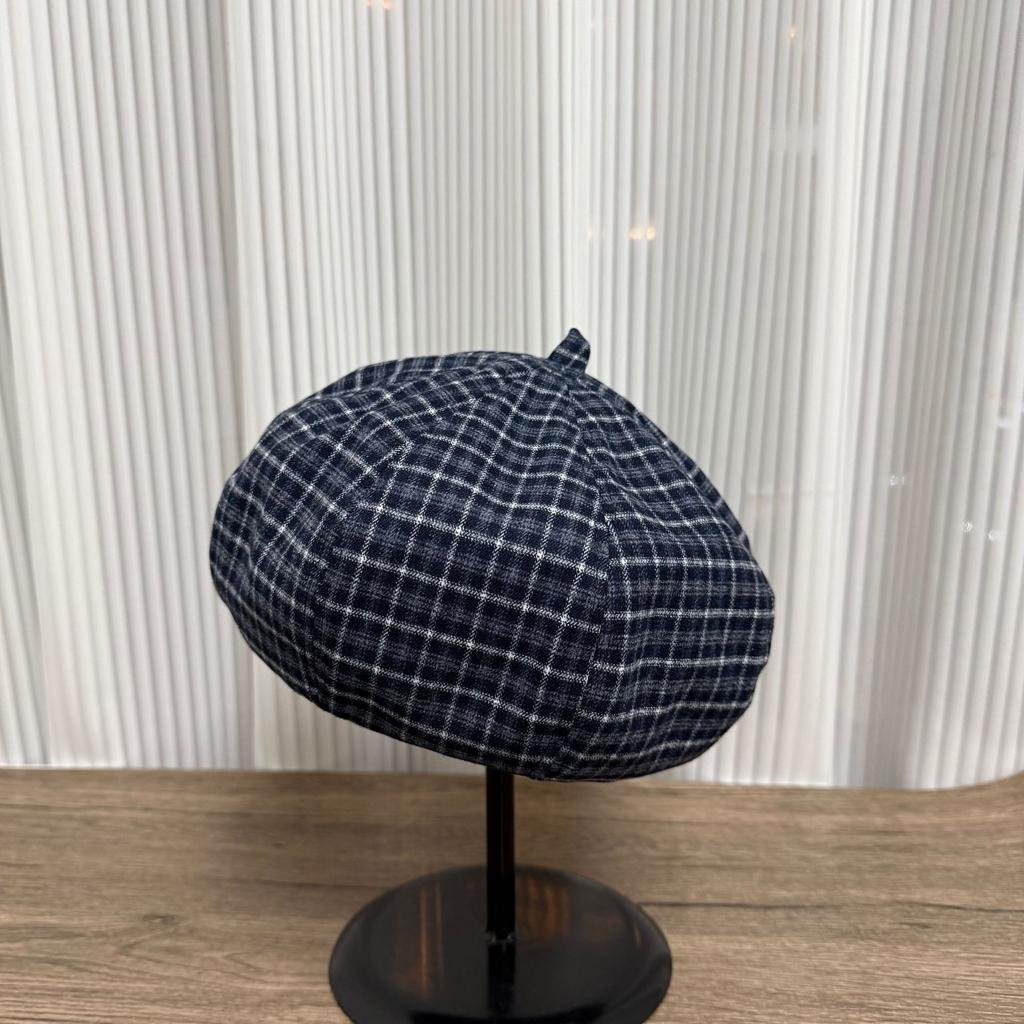 Vintage Plaid Octagonal Hat Children's Autumn New Face Small Retro Newsboy Painter Hat Fashion Casual Beret