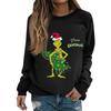 Women's Fashion Casual Long Sleeve Solid Color Christmas Printed Round Neck Top Sweatshirt