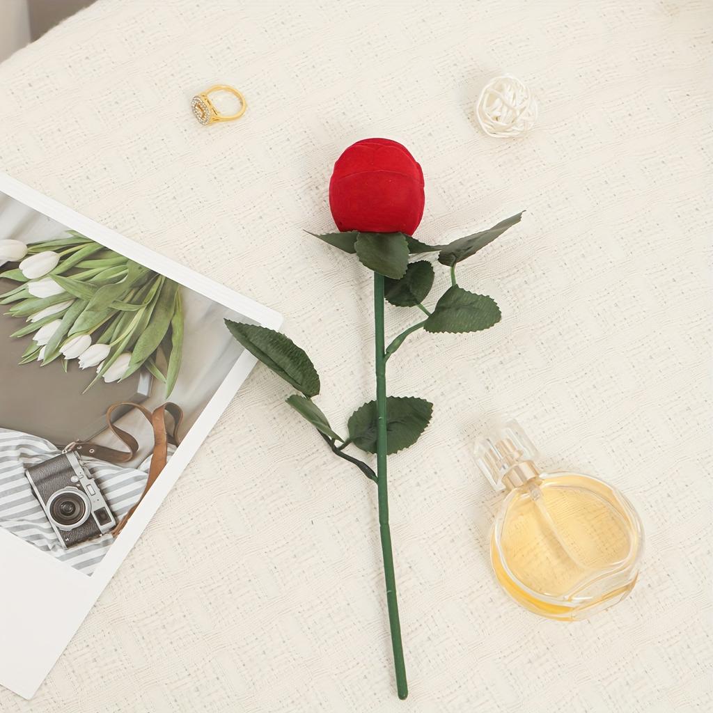 1 Stück - Simulierte Rosen-Ringbox, Rosenstrauß-Verlobungsringbox, Heiratsantrags-Ringbox, hochzeitsspezifische romantische Geschenkbox