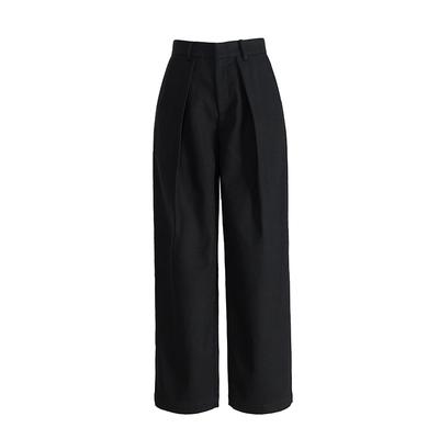 Nine-point Wide-leg Pants for Women's New High-waisted Wool Versatile Slim Suit Sickle Pants