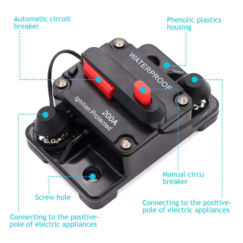 Wide Range 30A-300A AMP Circuit Breaker Fuse 12-48V DC Reset Waterproof For Car Boat Auto Circuit Breaker 6