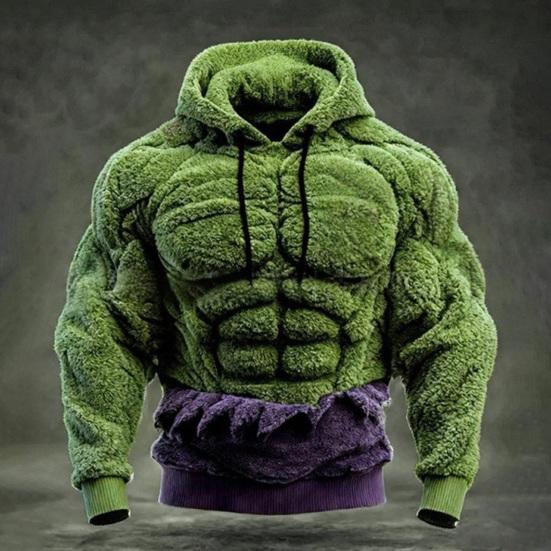 Męska bluza z kapturem na mięśnie Realistyczny nadruk 3D Bluza wciągana Mięśniowa Ciepła Puszysta Bluza z kapturem na imprezę Ubrania uliczne