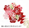 Hair ornament set Furisode ceremony Tsumami work Red Pink Silver birch [Kyoto Usagido] 2-piece coming-of-age wk-226
