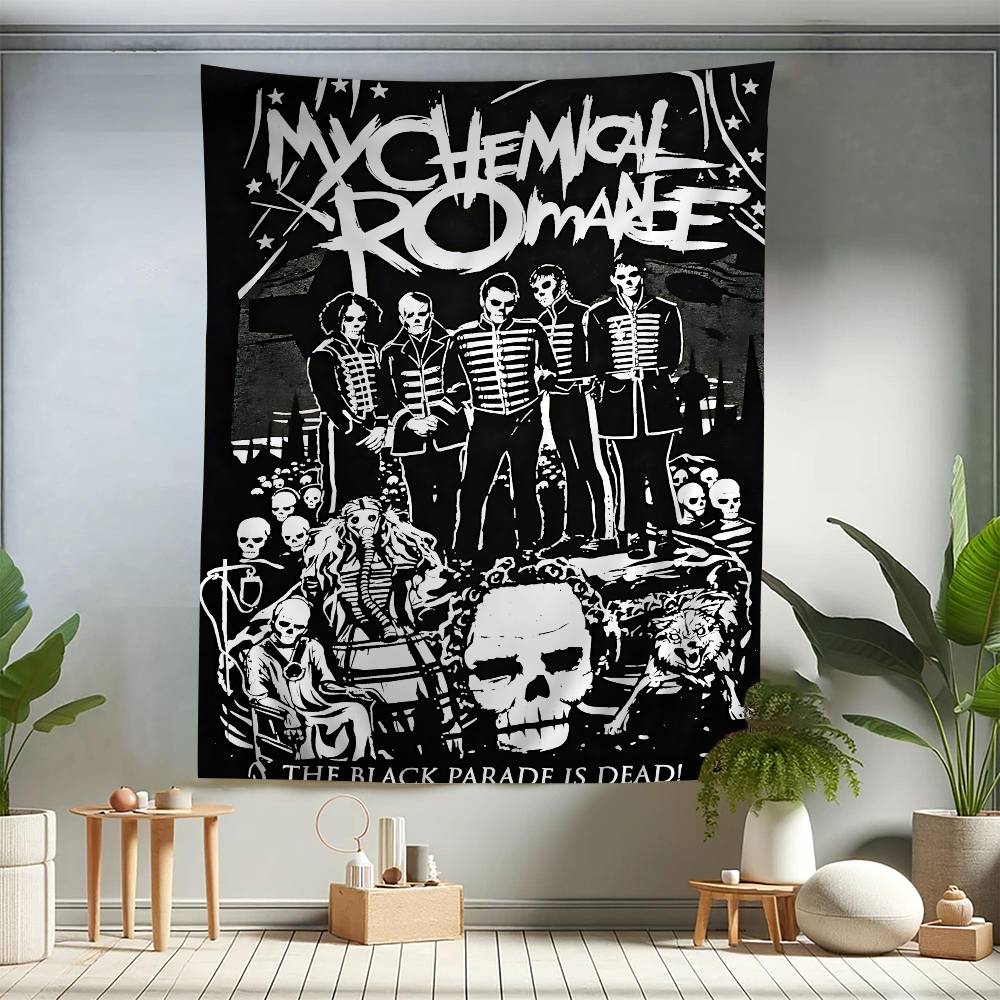 Popular Rock Band My Cchemical Romance Anime Tapestry Hippie Flower Wall Carpets Dorm Decor Wall Hanging Home Decor