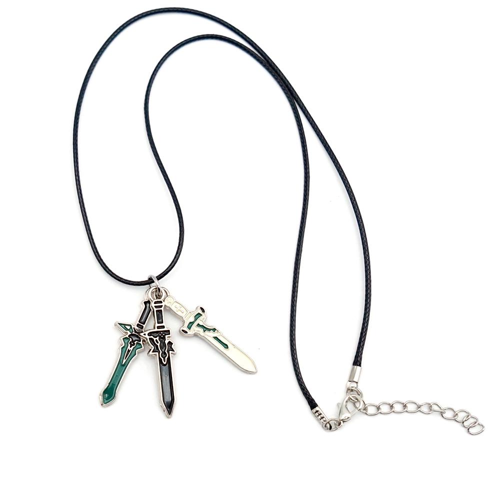 Anime Sword Art Online Necklace for Men Elucidator DARK REPULSER Sword Set Necklace Jewelry Pendant Chains Choker Collares Gift