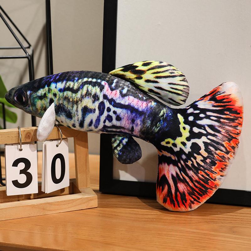 Plush Peacock Fish Toy With Short Plush Material For Home Decor And Kid Play