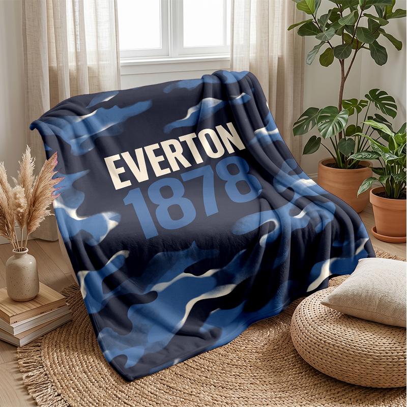Coperta in Flanella con Stampa Calcio Everton, Morbida Calda Leggera Coperta da Divano Letto Campeggio