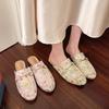 Women's Mules Flat Sole Round Toe Metal Decoration Cover Toe Women Shoes Dress Daily Commute Retro Mature Zapatillas De Mujer