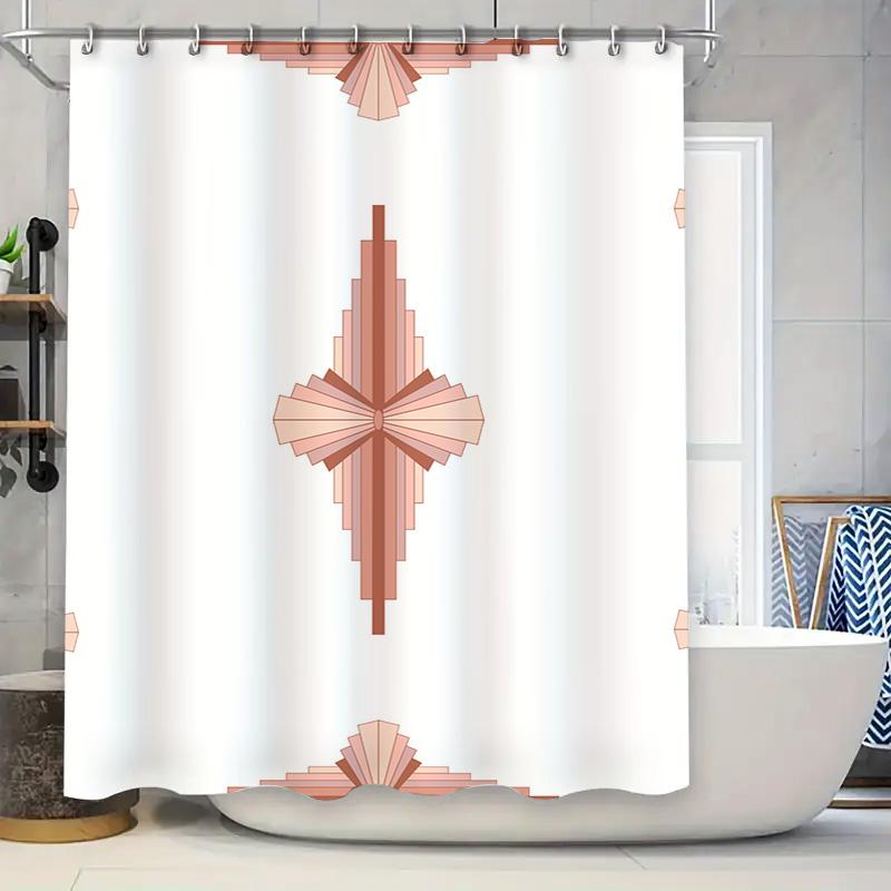 

Creative Geometric Shower Curtain With Bohemian Style Decorations Pink Gradient Design For Bathroom Window Treatments In White ( W60H190(CM)-1 Pcs