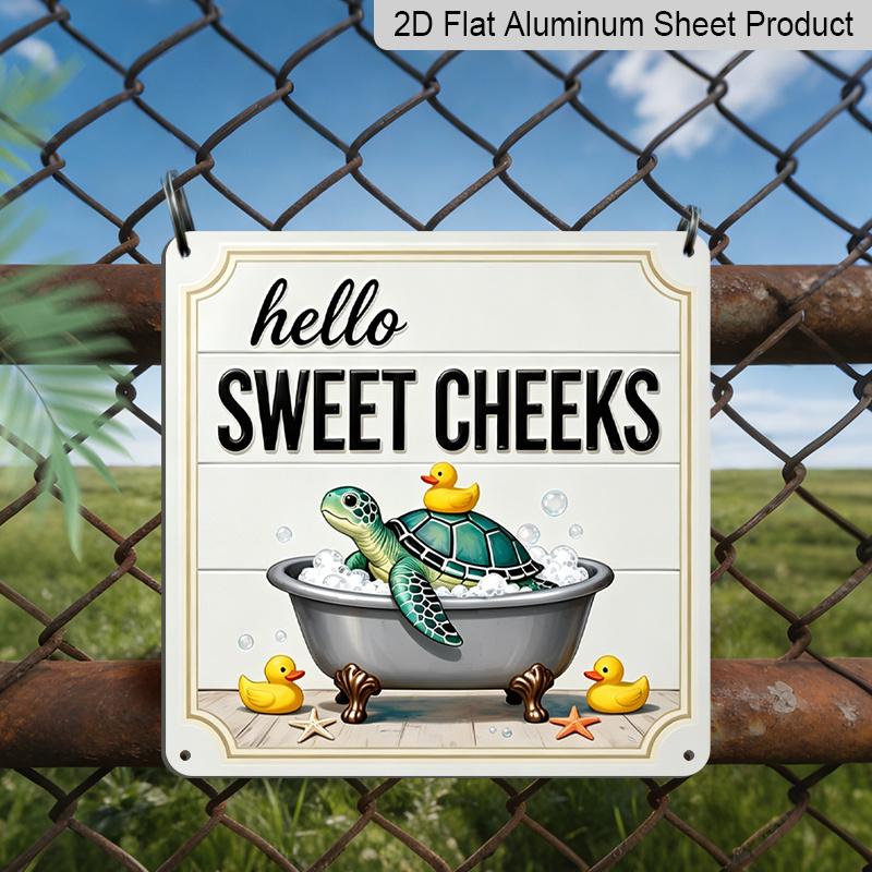 

2D Flat, 1pc, Vintage Metal Aluminum Decorative Sign, Hello Sweet Cheeks, Retro Wall Art, Home Decor for Bathroom, Entryway, Porch, Laundry Room 20*20cm