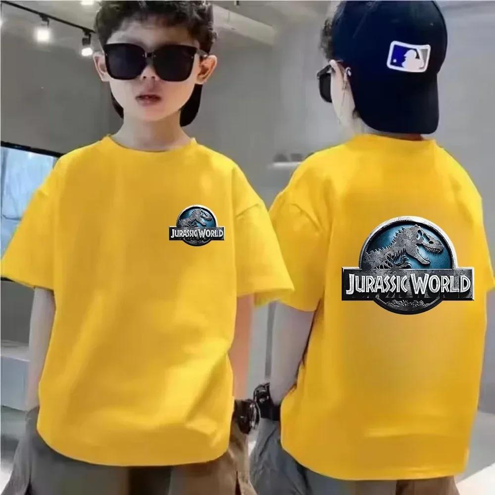 Childrens Summer Cotton TShirt Jurassic World Park Dinosaur Cartoon Print Casual TShirt Cool and Breathable Outdoor Style