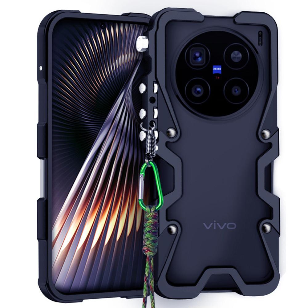 

For vivo X200 Ultra 5G Bumper Case Aluminium Alloy Metal Phone Shell Cover with Strap Black