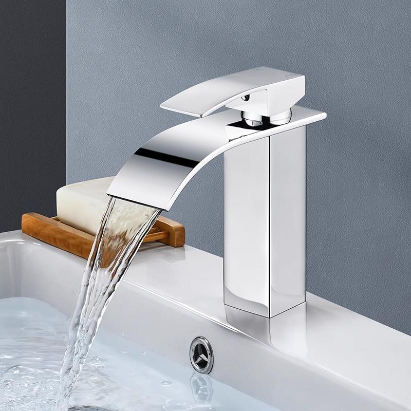 Waterfall Wash Basin Stainless Steel Faucet Black With Hot And Cold Water Inlet Pipe Toilet Wash Basin Bathroom Home