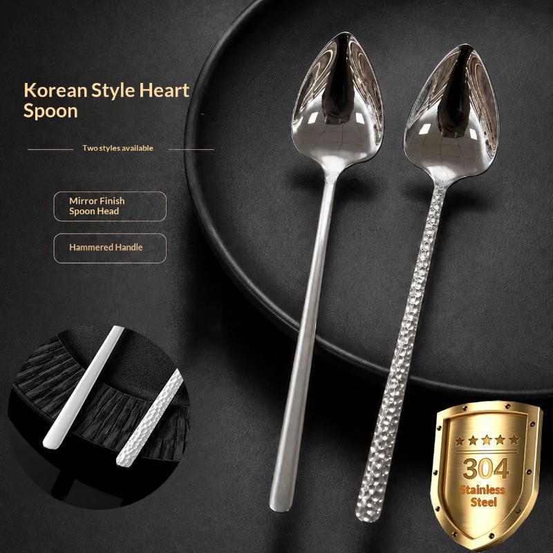 304 Stainless Steel Peach Heart Spoon Mirror Polished Head With Long Handle For Dessert Coffee Kitchen Tableware