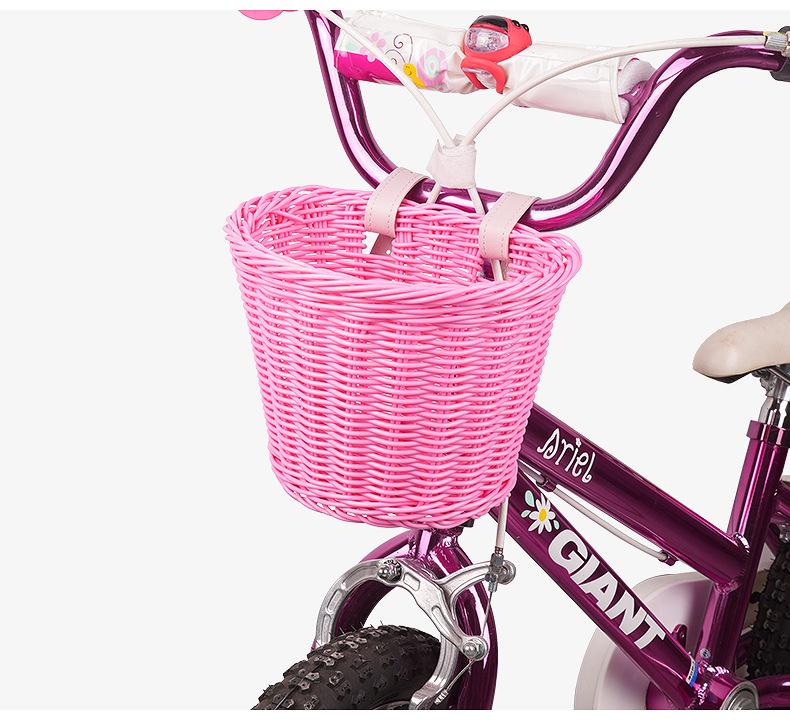 Children's Retro Rattan Bike Basket with Bell, Stickers, and Handlebar Tassels - Bicycle Accessories