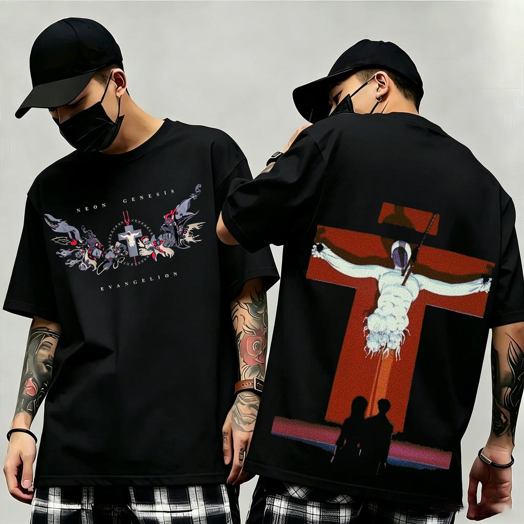 2026 Summer New Arrival Evangelion Pattern Street Style Print ShortSleeve TShirt Y2K Style Suitable for Both Unisex and Unisex