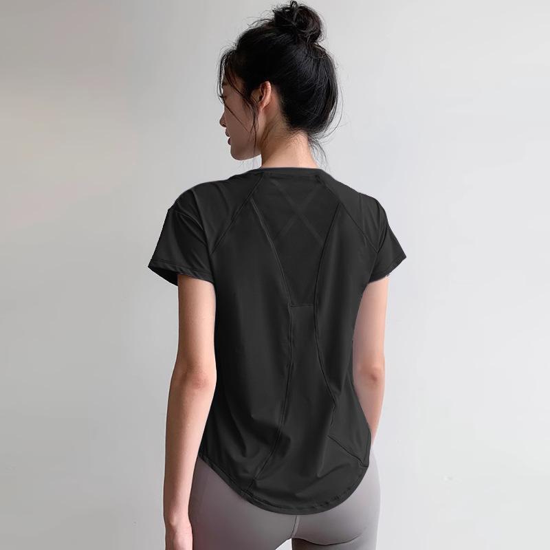 Atmungsaktives Schnelltrocknendes 3D-Schnitt-Mesh-Yoga-T-Shirt - Kurzarm