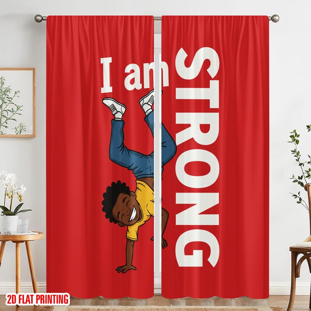 2 Stück 2D Flachdruck Party Vorhänge Tanzende Stärke Aktion Polyester Ohne Strom 0 Perfekt für Zimmer Schlafzimmer Wanddeko