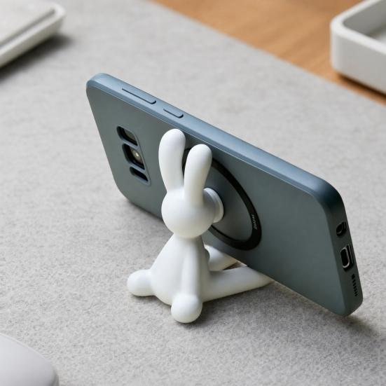 3D Printed Mobile Phone Holder, Cute Rabbit Phone Stand for Desk And Travel, Universal Phone Stand Ornament for Home Office