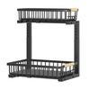Under-Cabinet Storage Rack with Dual Sliding Trays Adjustable Height Metal Slide-Out Bathroom Kitchen Sink Organizer with Handle