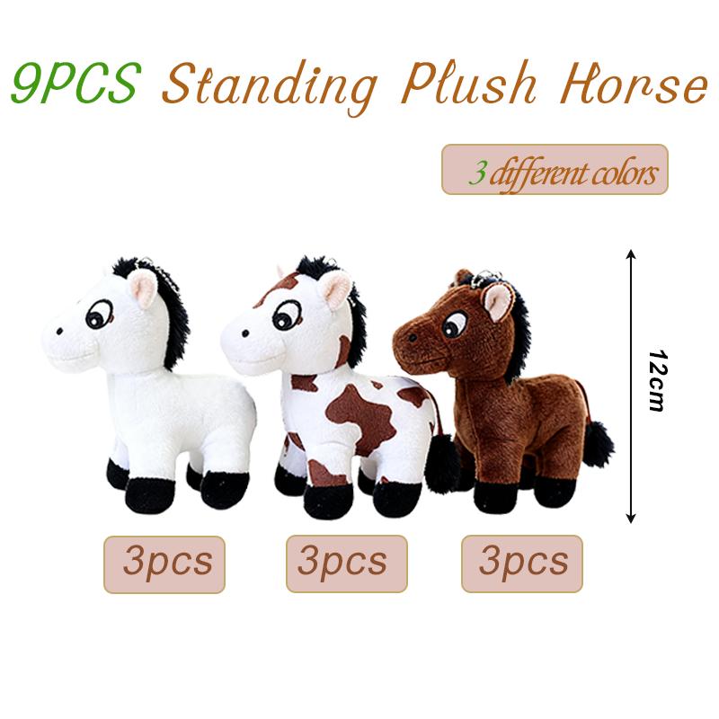 9/12/24PCS Standing Horse Stuffed Animal 12CM Mini Plush Horse Stuffed Horse Plush Toy for Animal Theme Party Birthday Favors