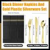 25 Set Plastic Silverware Sets with Napkins Plastic Cutlery Set for Guests Wrapped Disposable Silverware Set with Forks Knives