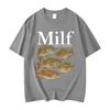 Mec J'Aime le Poisson T-shirt Meme Drôle Mode Vintage Manches Courtes T-shirt Hommes et Femmes Décontracté Lâche Coton T-shirt Streetwear