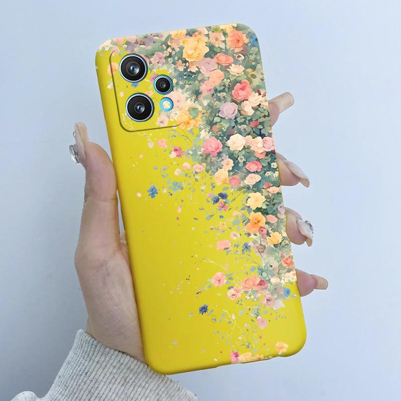 For Realme 9 Pro Plus Phone Case RMX3392 RMX3393 Flower Girl Design Soft Silicone TPU Back Housing For Realme9 4G RMX3521 Covers