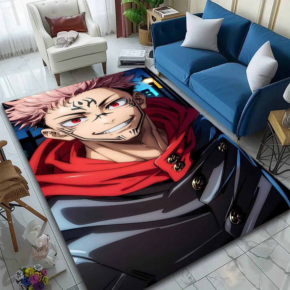 "Red-Eyed Anime Character with Tattoos" Patterned Carpet, Suitable As a Non Slip Play Mat for the Living Room and Bedroom Sofa