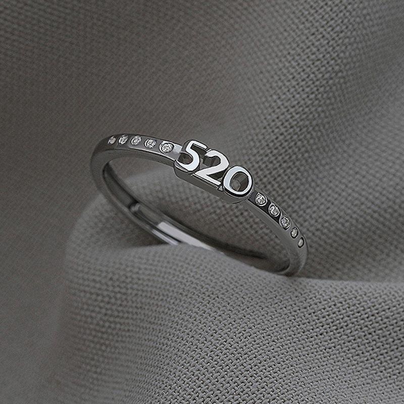 Sweet Romantic I Love You 520 Ring Personality Creative Digital Diamond Index Finger Ring Proposal Confession Gift