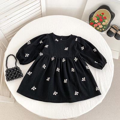 Korean Mori Style Floral Long-Sleeve Dress for Girls - Spring & Autumn Princess Fashion