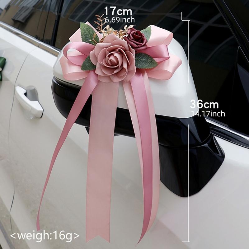 Elegant Wedding Car Door Handle Ribbon Decorations Door Handle Flower Bowknot Decoration for Wedding Car and Venues