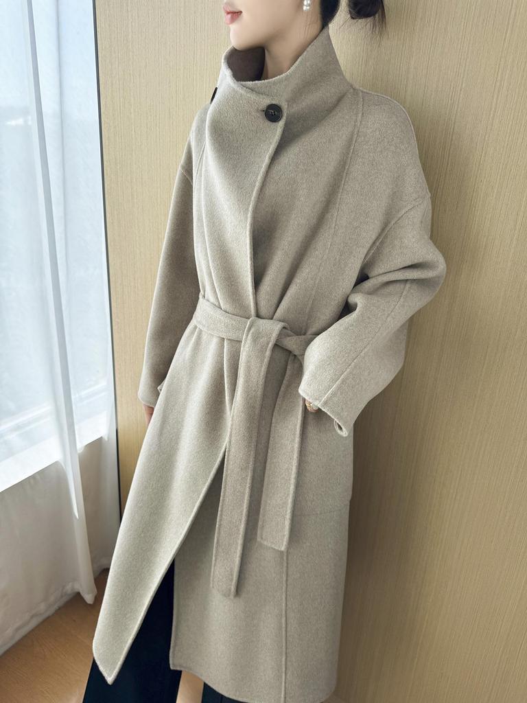 Damen Midilanger 2025 Kaschmirwolle Tweedmantel - Doppelseitig, Überknie, High-End Mode für Herbst/Winter