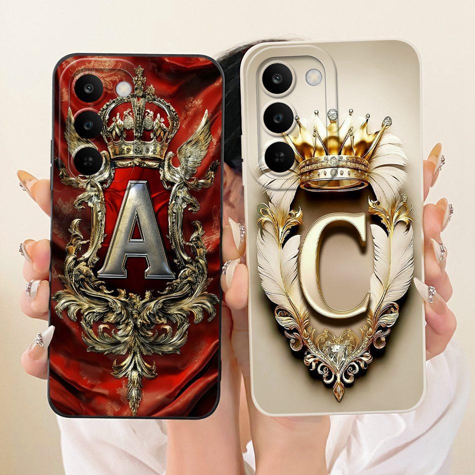 For Realme C83 Feather Crown Initial Letter Phone Case For Realme C83 C 83 5G Soft Silicone Covers Bumpers