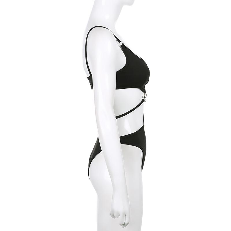 Kombinéza pro ženy Nepravidelné vyhloubené body Body Pásek Sváteční párty Dámské Romper Plavky