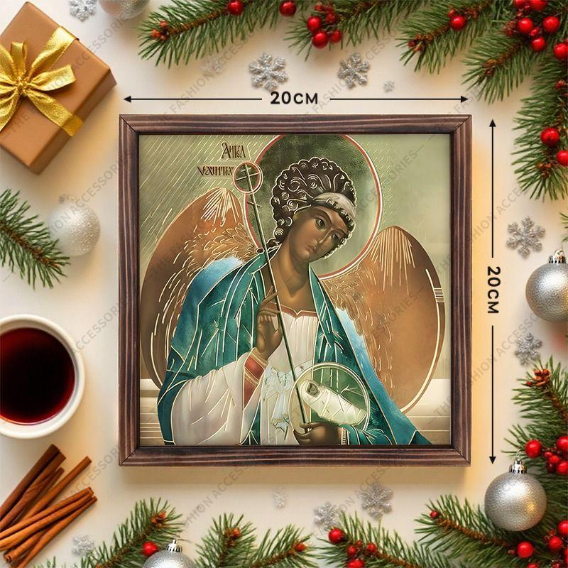 Decorative Painting of Orthodox icons,Consecrated Icon "Guardian Angel",Photo Frame painting,Christian Wall Art,20cm*20cm,Spiritual Decor Gift
