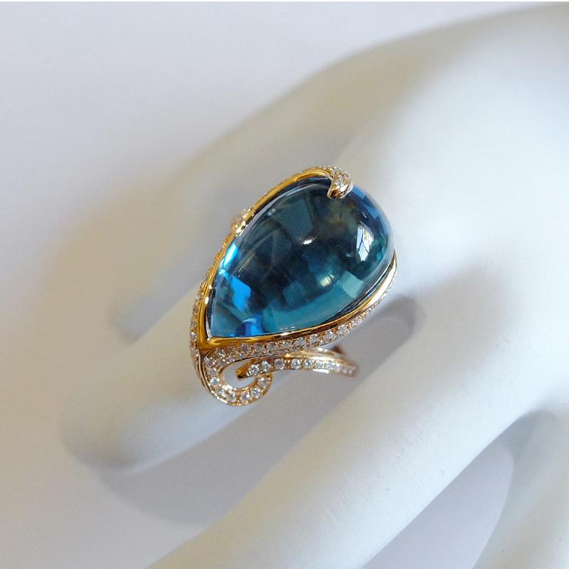 Anello Ovale Con Gemma Blu In Acciaio Inox – Gioiello Moda Unisex, Stile Semplice E Casual, Regalo Halloween/Natale, Taglia 7 (Diam. 16,5-20mm) - 3