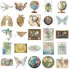 50 Retro Map Stickers: Personalized Decals for Journals, DIY, Water Bottles, and Phone Cases