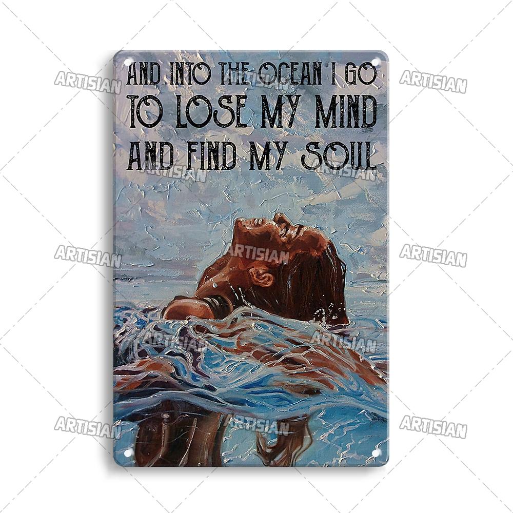 Artisian Swimming Metal Poster Diving Tin Sign Sport Decorative Plaque Ocean Wall Decor Garage Bar Pub Club Hotel Cafe Kitchen