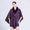 Autumn/Winter Knitted Scarf Shawl Cape with Fur Collar and Pom-Poms (Style 0962#)