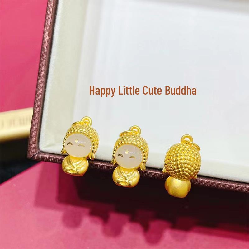 

2023 Gold Happy Buddha Pendant for Women with Black Cord and Beads - Perfect Gift for Girlfriend