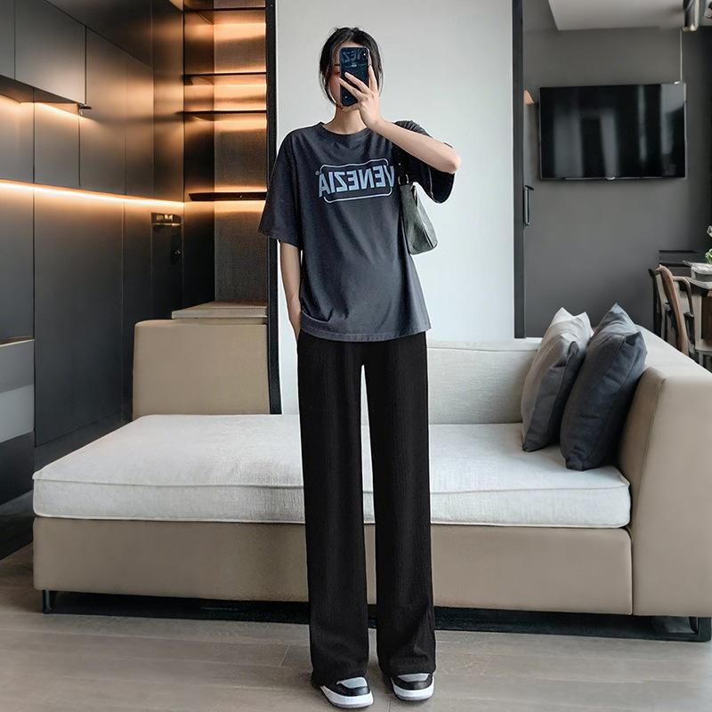 

Thin Mosquito-proof Wide-leg Pants In Summer, High-waisted Drooping Feeling, Pregnancy Does Not Restrain The Stomach, Straight Casual Pants L