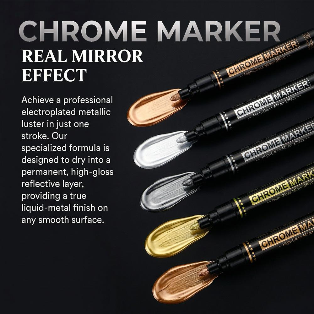 1/5 Pcs Chrome Marker Set Quick Dry Model DIY Paint DIY Art Projects Metal Ceramic Correction Calligraphy Home Office Tool