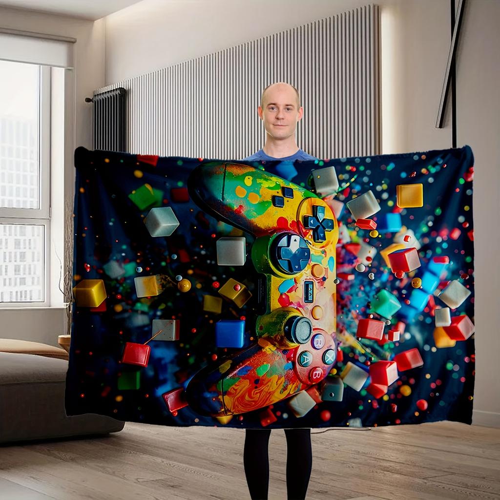 Colorful game console patterns Flannel printed blanket suitable for all seasons suitable for living room office sofa and travel